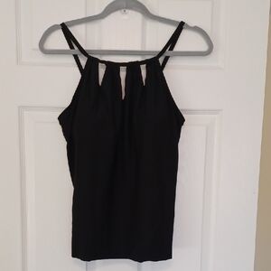 DREAMSUIT by miracle Brand Sz 10, Black Tankini Top With Keyhole Yoke